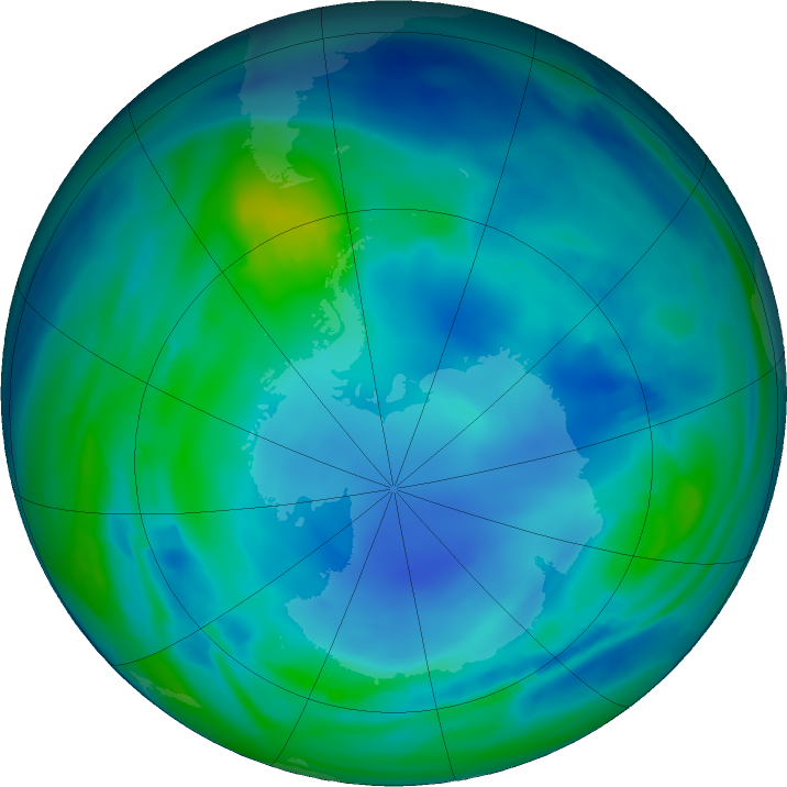 Antarctic ozone map for 18 May 2023
